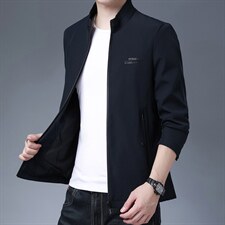 秋季新款纯色外套男中年高端商务男士立领夹克春秋休闲爸爸装，男装夹克，电商B212（原钱塘6029）
