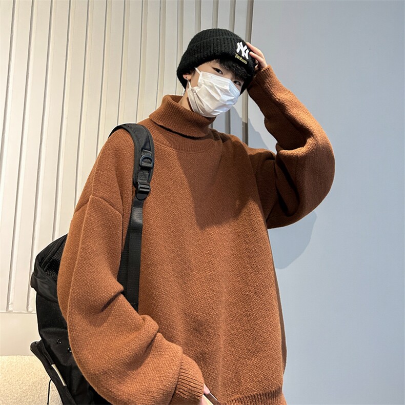 高质量！秋冬季高领毛衣男士加绒加厚翻领针织衫男毛衣FL00-P42,男装针织衫/毛衣,电商B367