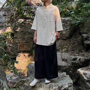 新中式 风大码24夏季新款男小立领中袖上衣棉麻MT2301-P45-控68图片