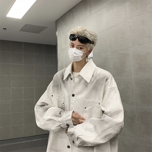 F450 P65男生秋装新中式潮牛仔外套男复古宽松水洗做图片