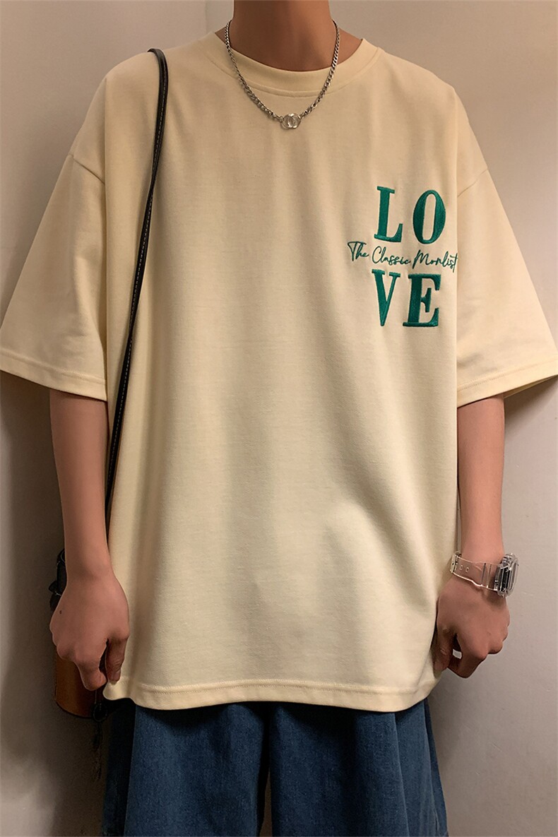 港风暖光短袖男t恤夏季休闲百搭刺绣圆领T恤男上衣TC3131-P25,男装T恤,星座717