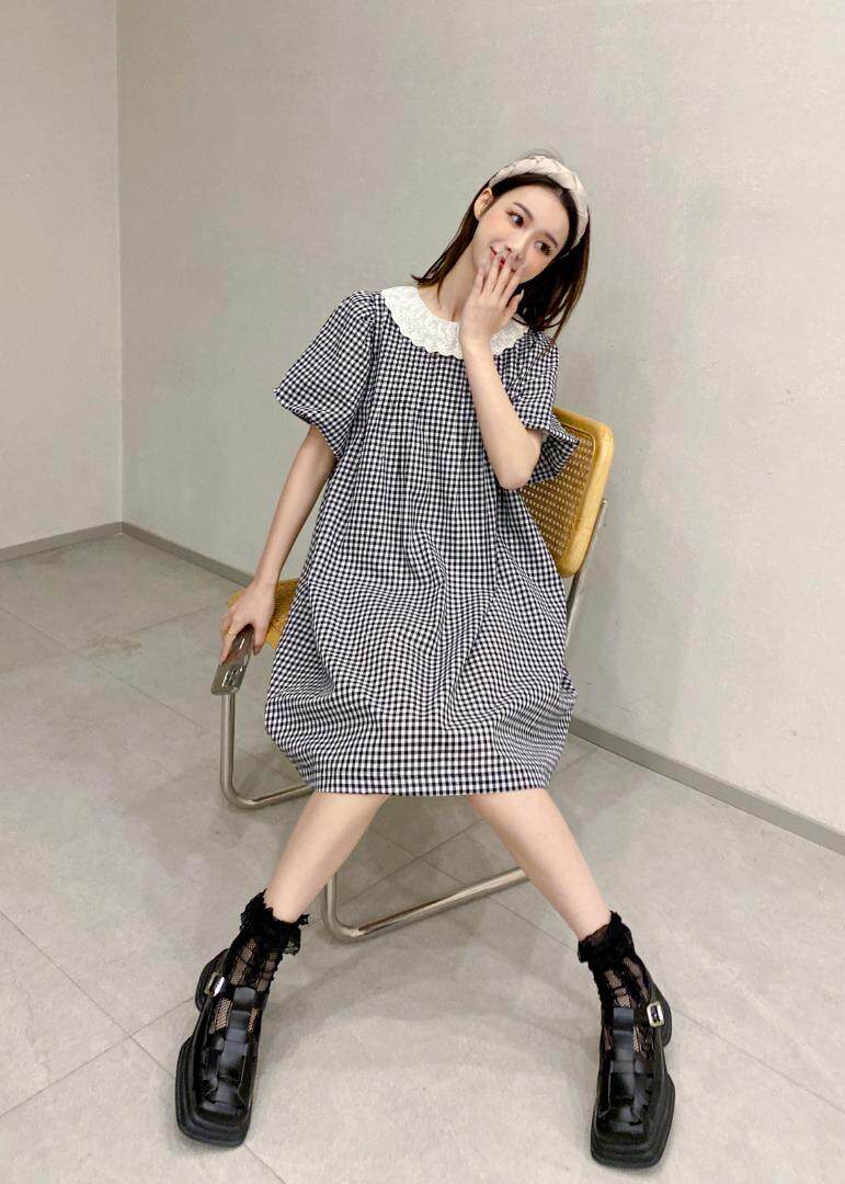 格子连衣裙，女装连衣裙，与跃