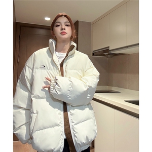 中性风冬装 PU软皮美式撞色棉服logo棉衣休闲外套男女 G1102 P128图片