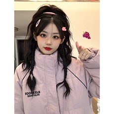 奶fufu冬季字母印花立领面包服棉衣外套女宽松加厚学院风情侣棉服，女装棉衣/棉服，星座1210-1