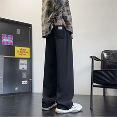 美式纯色华棉宽松直筒阔腿脚口抽绳休闲裤CK67*P45控78，男装休闲裤，星座511-1