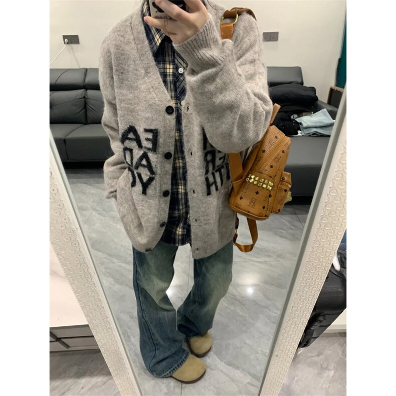 【有货】MY452CC-特P58 慵懒风开衫毛衣男美式字母针织外套图片