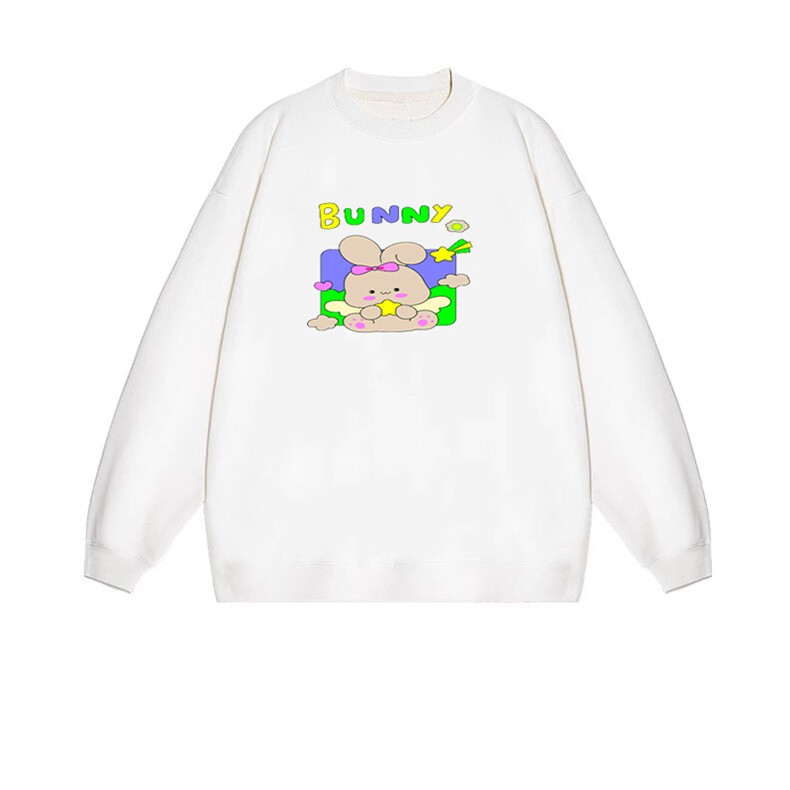 2025年秋季套头通勤长袖抱星星小兔，女装卫衣/绒衫，花可