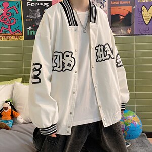 秋冬新品宽松运动风拼色棒球服班服拼色夹克外套男装 W1569-P50图片