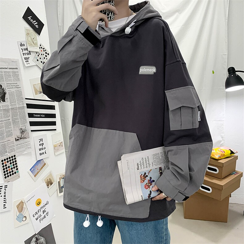 2023春季男潮流宽松外套连帽百搭韩版高街工装上衣JK0027-P30图片