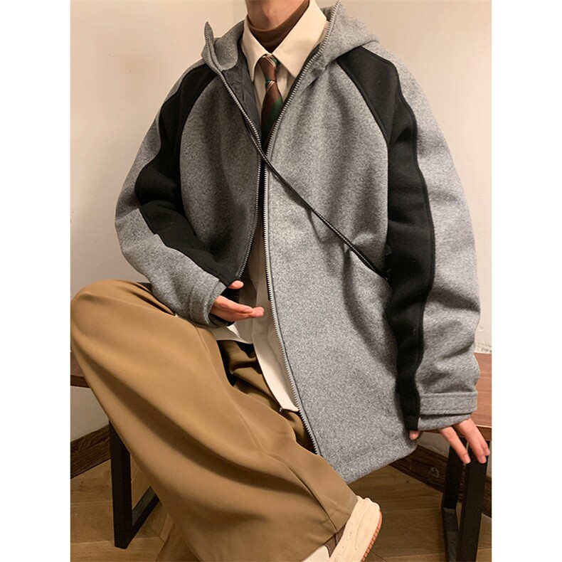 撞色棉衣毛呢外套加厚夹克棉袄港风棉服日系1016-1W88P128K158,男装夹克,星座1016-1（原电商B408-1）