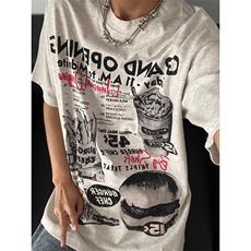 【有货】1274CC-特P28汉堡薯条印花短袖t恤男女，男装T恤，星座1007（原301D）
