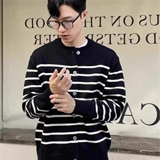 撞色条纹针织开衫秋季新款时尚显瘦上衣小香风毛衣外套MY219，男装针织衫/毛衣，星座516A