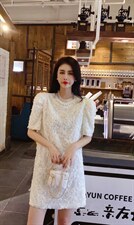 重工珍珠花艺连衣裙，女装连衣裙，柏多伊俪