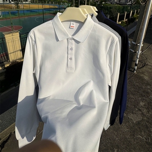 CP02男士长袖纯色POLO衫大码男女团队可定制印花秋T恤学生青少年图片