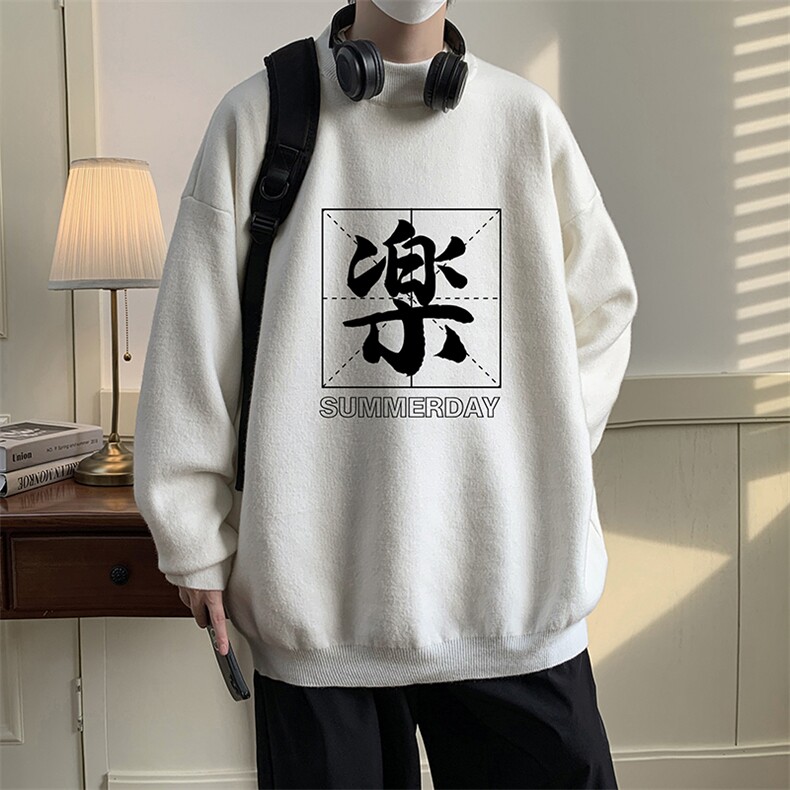 控68半高领毛衣男士大码针织衫男毛线衣男 M18197-P45 加绒款-P65图片