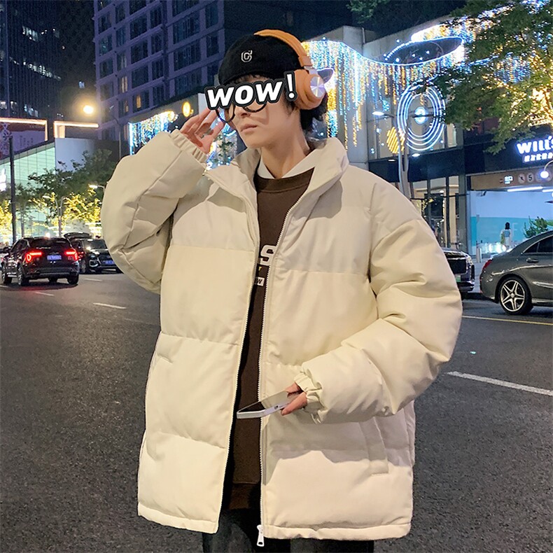 新款PU皮棉衣男士外套宽松冬装加厚港风学生帅气面包服M6689-P100,男装棉衣,星座815-2