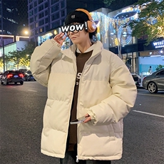 新款PU皮棉衣男士外套宽松冬装加厚港风学生帅气面包服M6689-P100，男装棉衣，星座815-2