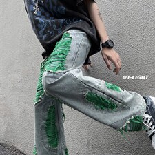 B221个性男女美式ins高街小众破洞牛仔裤子LK22039-P65控88，男装牛仔裤，电商B221