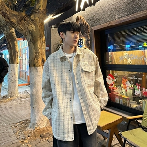 2024春款小香风宽松翻领夹克千鸟格高品质外套男JK01-P85-控118图片