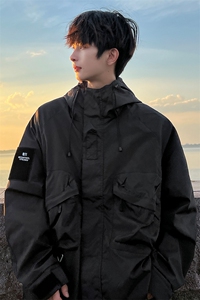 8XL-M特大码冲锋衣防水宽松工装风男夹克外套JK1306P90控118图片