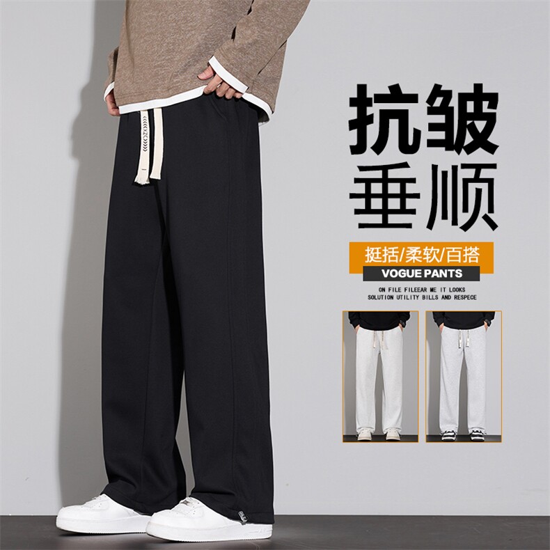 运动裤子2025新款秋冬宽松直筒裤男士阔腿韩版潮休闲卫裤D017-P45图片