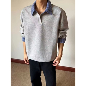 网图有货 美式复古miu系假两件polo衫长袖男女宽松上衣 A996-P48图片