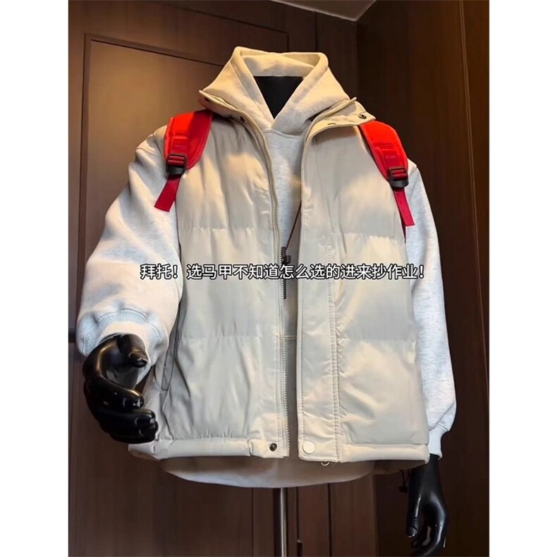 现货5W件冬季三防硬挺boxy短款立领棉衣马夹外套加厚马甲保暖棉服，男装棉衣，电商A486