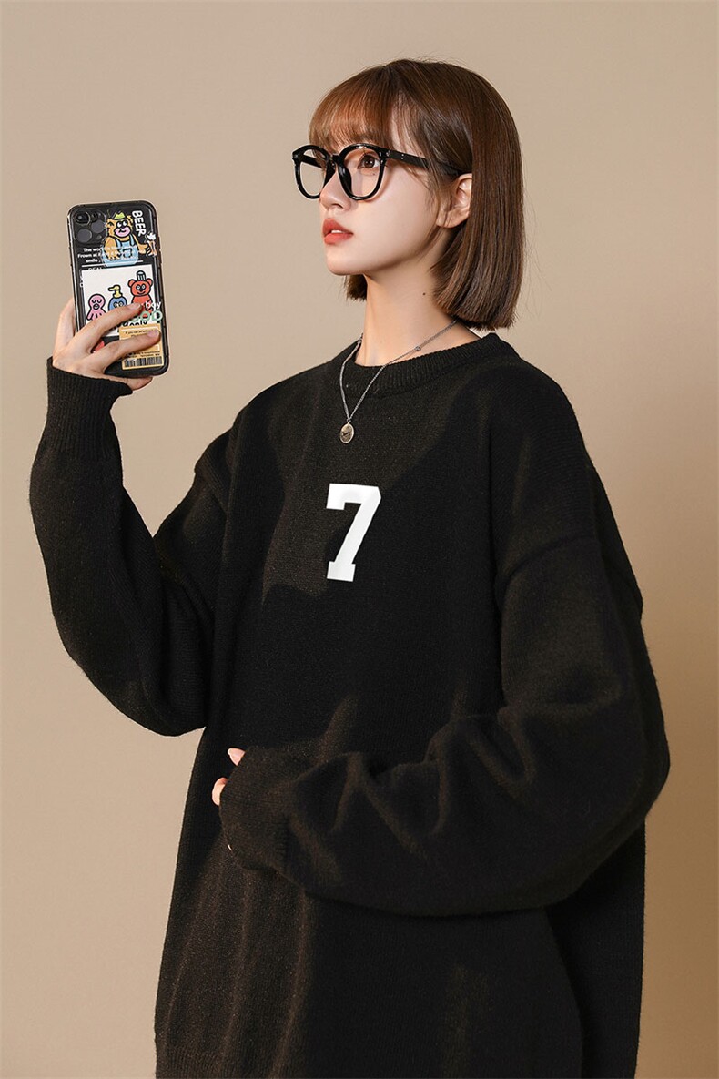中性风秋/冬新款ins潮流时尚百搭7号圆领套头毛衣M1032P50控68,男装针织衫/毛衣,A247A