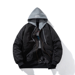 现货 三色带帽可拆卸秋冬飞行服棉服情侣装夹克潮牌炸街外套图片
