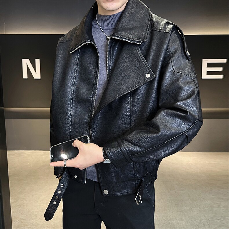 男装皮衣2025秋季新款翻领休闲百搭宽松皮外套C317-J918-P175,男装皮衣,电商C317