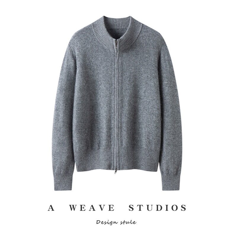 2025百搭简约时尚双拉链开衫，女装针织衫/毛衣，兴泰羊绒