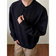【网图慎用】复古纯色亨利领毛衣高级感针织上衣Q7142-TP35不，男装针织衫/毛衣，电商A102