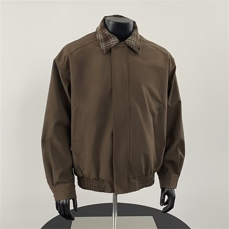 巴恩风格纹翻领棉服复古美式宽松假两件夹克痞帅外套-JK610,男装夹克,星座1002-2