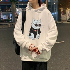WY2044-P35加绒款-P40纯棉连帽卫衣男大码运动帽衫宽松薄外套男，男装卫衣，电商A040