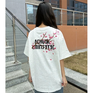 万针全刺绣工艺抖音得物高品质260克重磅纯棉双纱美式高街短袖T恤图片