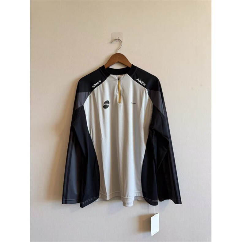 速干轻薄骑行服撞色半拉链长袖T恤户外健身训练运动上衣CT51P45，男装T恤，电商D256