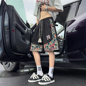 短裤男夏季美式复古拼接五分裤潮牌宽松大码XZ102B-1DK2509P30图片