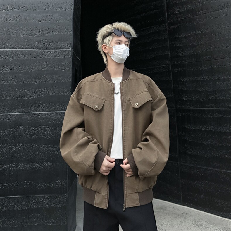 美式复古工装夹克男女春秋做旧宽松休闲情侣短款外套上衣,男装夹克,星座410-6（原星座1304-1）