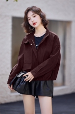 欧货气质麂皮绒短外套潮2025秋新款女小个子高级洋气宽松皮衣夹克，女装短外套，意芙