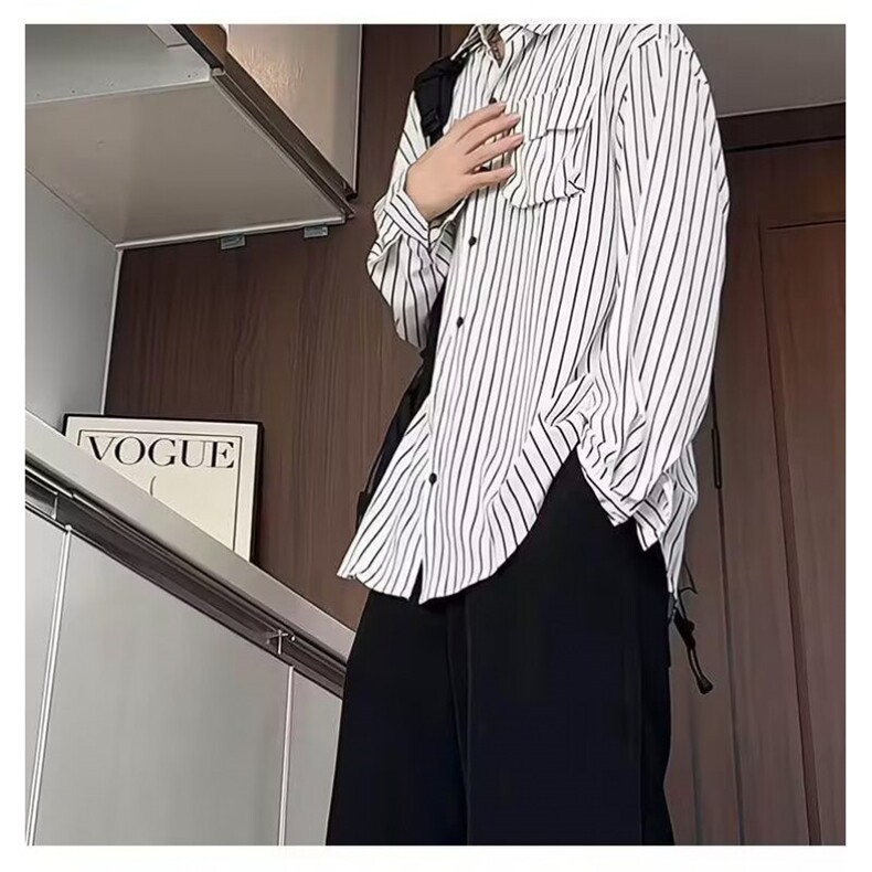 1506/QC0680/P34长袖衬衫日系港风衬衣男生夏季潮流百搭休闲外套图片