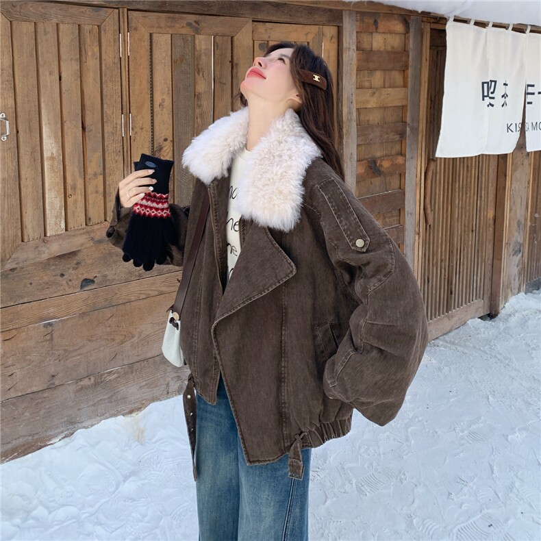 出货中90绒韩系机车风大翻领派克羽绒服外套女2C325-578P325K478,女装羽绒服,2C325