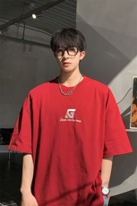 港风字母刺绣多色短袖T恤男DT77778P22块特价控45：供抖音视频，男装T恤，星座227-7