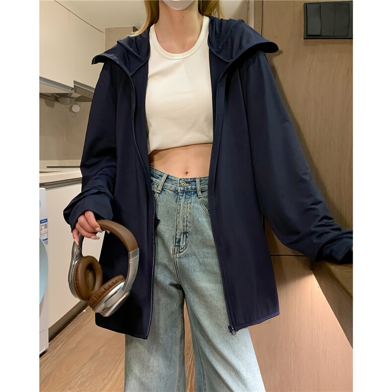 清凉一夏胖mm冰丝大码防晒服外套垂感透气百搭宽松连帽夹克女，女装防晒衣，星座202-3