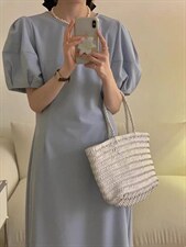 黑粉蓝气质连衣裙显瘦噢，女装连衣裙，欧妮卡蒂蔓