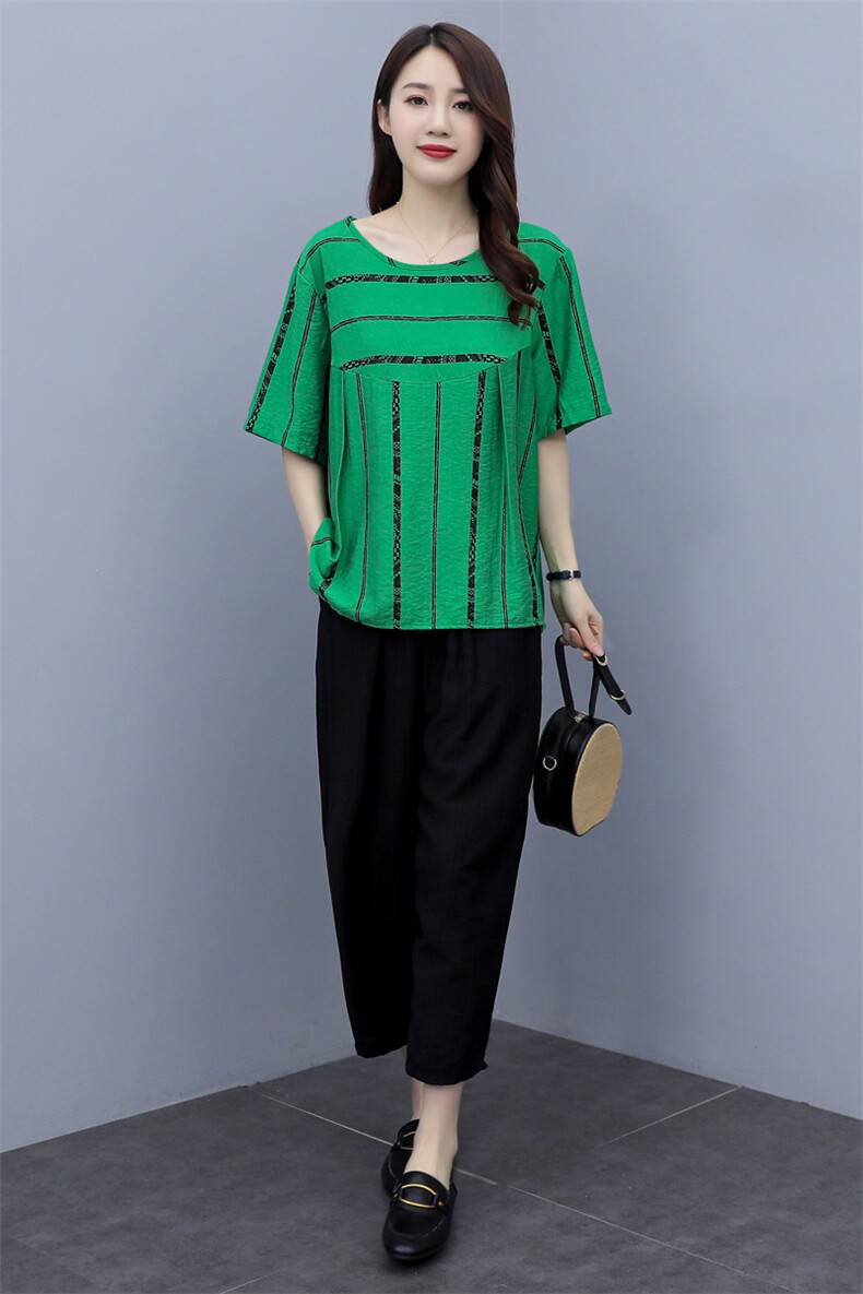 时尚套装女2023年夏季新款女装休气质休闲潮流印花大码两件套,女装套装/套裙,尚洛菲