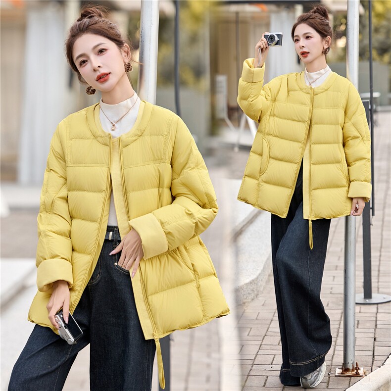 90%白鸭绒羽绒服女2025年冬季新款韩版宽松圆领加厚保暖面包服，女装羽绒服，美沁