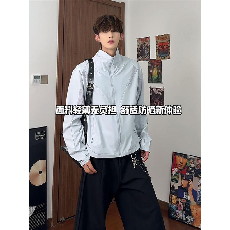 春夏款高品质冰感速干防晒服休闲户外运动外套透气弹力机能风夹克,男装防晒衣,电商A443