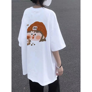 T0647-P25卡通女孩纯棉印花短袖学院风学生穿搭
