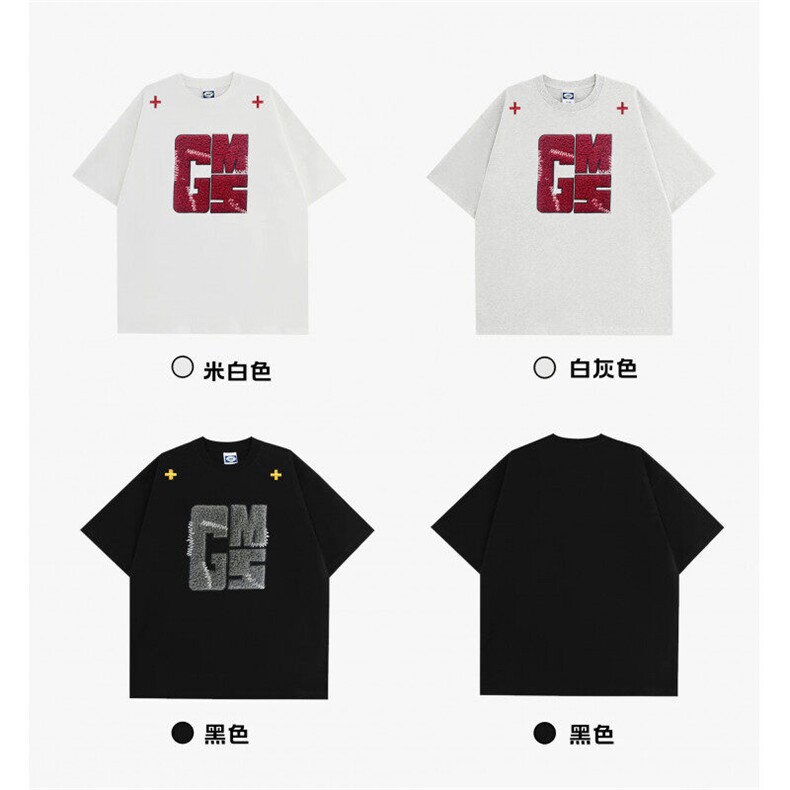 M506-P35刺绣款短袖t恤夏季宽松潮流ins情侣款上衣,男装T恤,星座617A-1（原B318A）