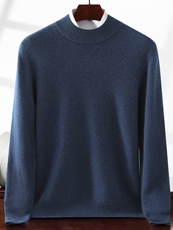 2025年秋季新款男士七针半高领加厚针织毛衣时尚通勤，男装针织衫/毛衣，绒创羊绒